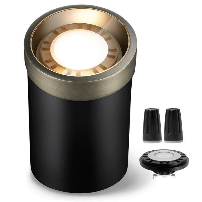 Gardenreet Brass Landscape Well Lights, 12V LED Outdoor Low Voltage Landscape Lighting In Ground Lights Use 6W 590LM 3000K PAR36 Bulb for Tree, Garden, Pathway, Yard  (Flat Top 2205B) - Sweatfully