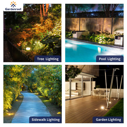 Gardenreet Brass Landscape Well Lights, 12V LED Outdoor Low Voltage Landscape Lighting In Ground Lights Use 6W 590LM 3000K PAR36 Bulb for Tree, Garden, Pathway, Yard  (Flat Top 2205B) - Sweatfully