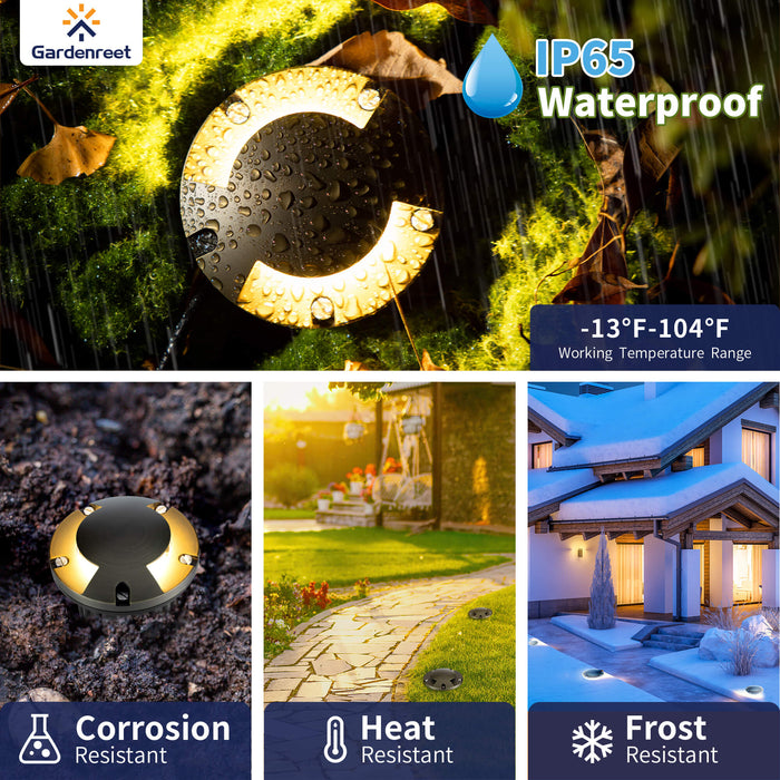 Gardenreet Brass In-ground Well Lights, Low Voltage IP65 Waterproof 12V LED Outdoor Landscape Lighting(Two-Direction Turret 2204B) - Sweatfully