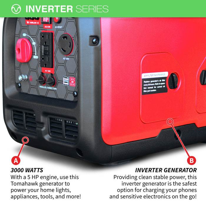 3000 Watt Inverter Generator Super Quiet Portable Gas Power Professional Use - Sweatfully