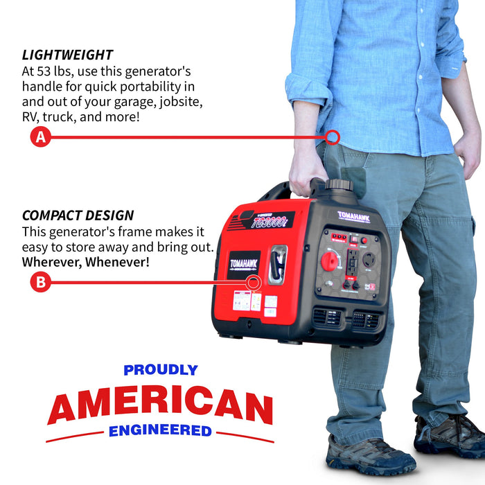 3000 Watt Inverter Generator Super Quiet Portable Gas Power Professional Use - Sweatfully