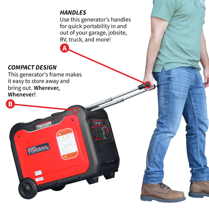 5500 Watt Inverter Generator Super Quiet Portable Gas Power Professional Use - Sweatfully