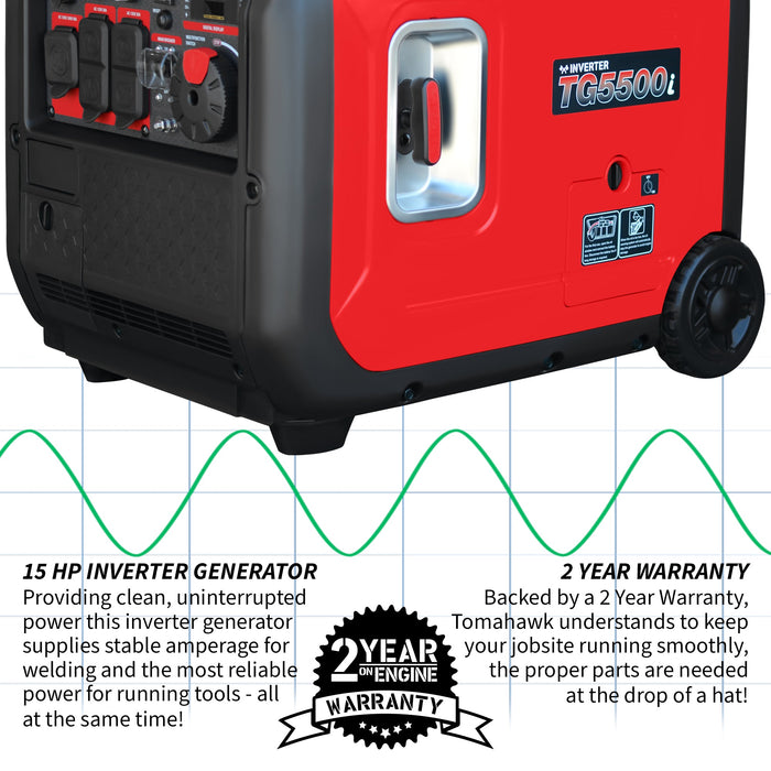 5500 Watt Inverter Generator Super Quiet Portable Gas Power Professional Use - Sweatfully