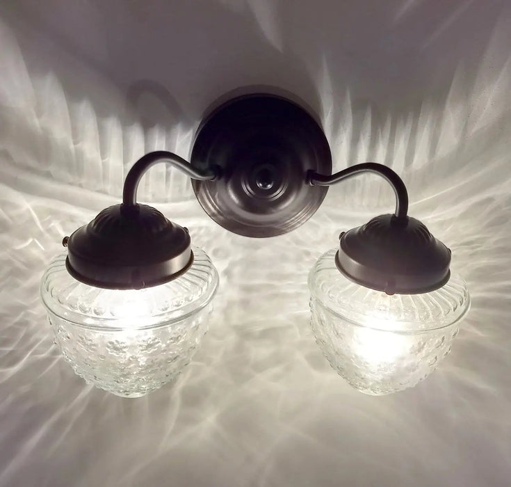 Antique Glass Double Wall Sconce Light Fixture - Sweatfully
