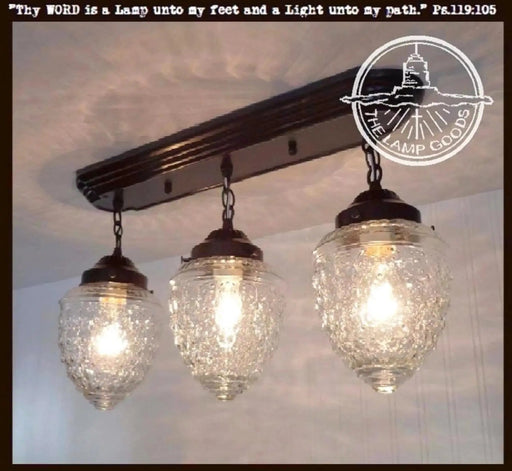 Antique Glass Ceiling Light Rectangular Chain Trio - Sweatfully