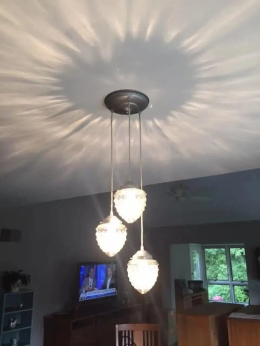 Acorn Glass Pendant Light Chandelier Trio - Sweatfully