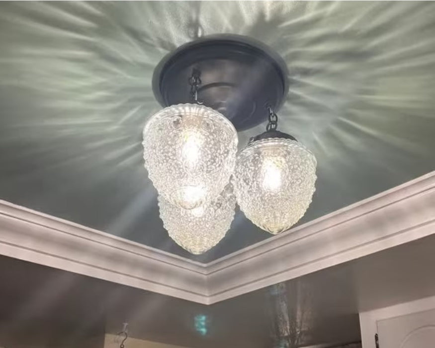 Antique Acorn Glass Ceiling Lighting Fixture Chain Trio - Sweatfully