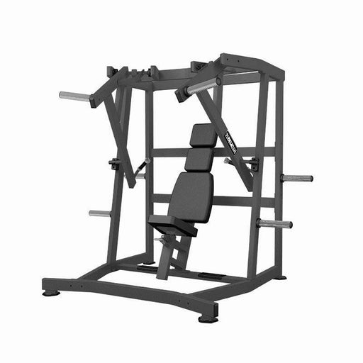Excel Iso-Lateral Wide Chest Press - Muscle D Fitness - Plate Load Bench Press - Gas Shock Assisted Seat Adjustment - Plate Storage Pegs - Sweatfully