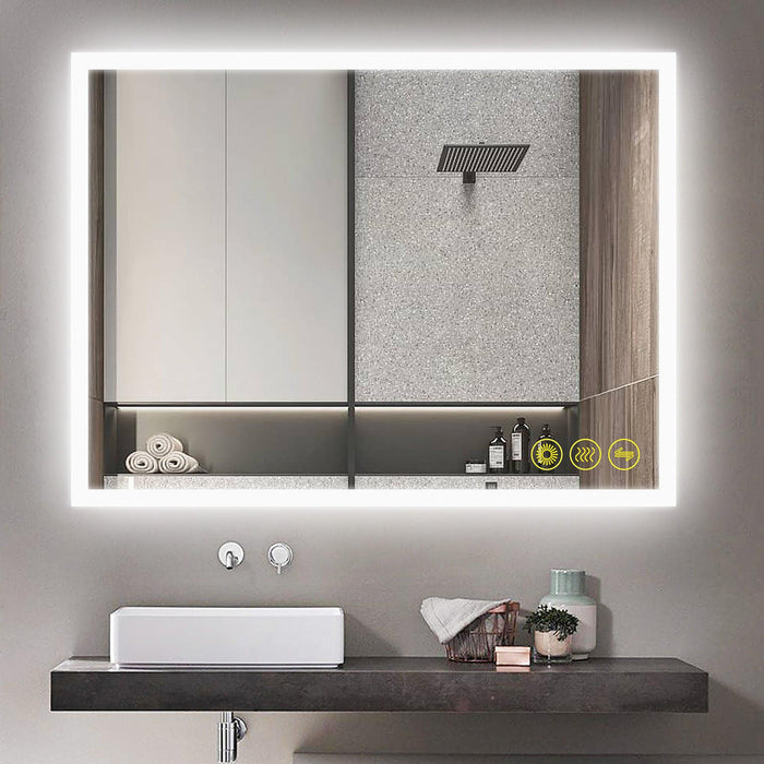 SmartGlow Dimmable LED Frameless Anti-Fog Bathroom Vanity Mirror - Sweatfully