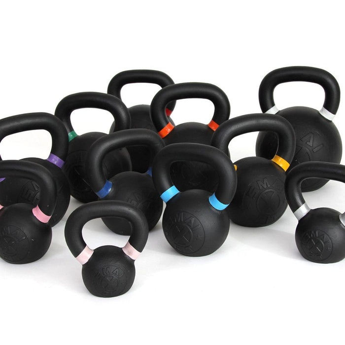 Cast Iron Kettlebell Set 9lb-40lb with Storage Rack - Sweatfully