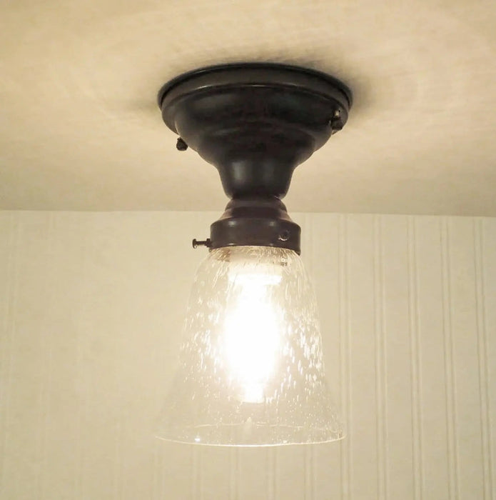 Seeded Glass Shade Flush Lighting - Sweatfully
