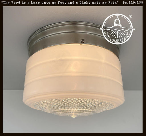 Retro Flush Mount Milk Glass Ceiling Light - Sweatfully