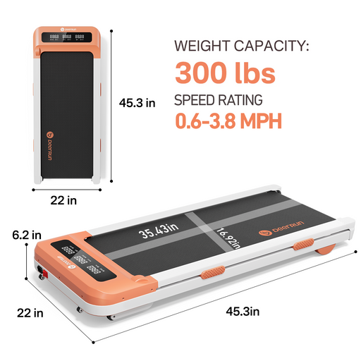 DeerRun Z10 12% Auto Incline Smart Walking Pad Treadmill with remote control-Orange - Sweatfully