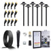 Gardenreet Brass Landscape Lighting Kit (6/8/12 Spotlights, 2/4/6 Path Lights) With 12V Transformer and Mechanical Timer and Cable and Wire Connectors for Outdoor Garden Patio Driveway (2105+2401) - Sweatfully