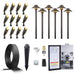 Gardenreet Brass Landscape Lighting Kit (6/8/12 Spotlights, 2/4/6 Path Lights) With 12V Transformer and Mechanical Timer and Cable and Wire Connectors for Outdoor Garden Patio Driveway (2105+2401) - Sweatfully