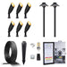 Gardenreet Brass Landscape Lighting Kit (6/8/12 Spotlights, 2/4/6 Path Lights) With 12V Transformer and Mechanical Timer and Cable and Wire Connectors for Outdoor Garden Patio Driveway (2105+2401) - Sweatfully