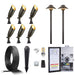Gardenreet Brass Landscape Lighting Kit (6/8/12 Spotlights, 2/4/6 Path Lights) With 12V Transformer and Mechanical Timer and Cable and Wire Connectors for Outdoor Garden Patio Driveway (2105+2401) - Sweatfully