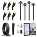 Gardenreet Brass Landscape Lighting Kit (6/8/12 Spotlights, 2/4/6 Path Lights) With 12V Transformer and Mechanical Timer and Cable and Wire Connectors for Outdoor Garden Patio Driveway (2105+2401) - Sweatfully