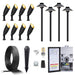 Gardenreet Brass Landscape Lighting Kit (6/8/12 Spotlights, 2/4/6 Path Lights) With 12V Transformer and Mechanical Timer and Cable and Wire Connectors for Outdoor Garden Patio Driveway (2105+2401) - Sweatfully