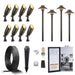 Gardenreet Brass Landscape Lighting Kit (6/8/12 Spotlights, 2/4/6 Path Lights) With 12V Transformer and Mechanical Timer and Cable and Wire Connectors for Outdoor Garden Patio Driveway (2105+2401) - Sweatfully