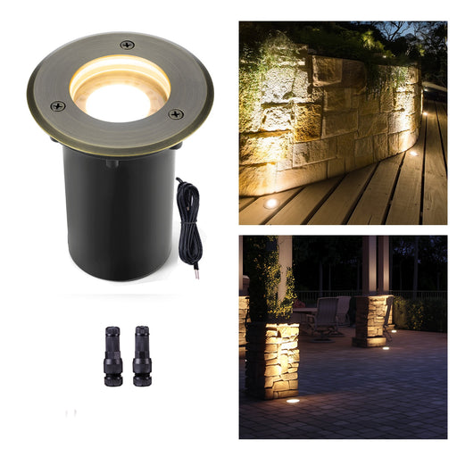 Brass In-ground Well Lights, Low Voltage IP65 Waterproof 12V LED Outdoor Landscape Lighting (Small 2206A) - Sweatfully