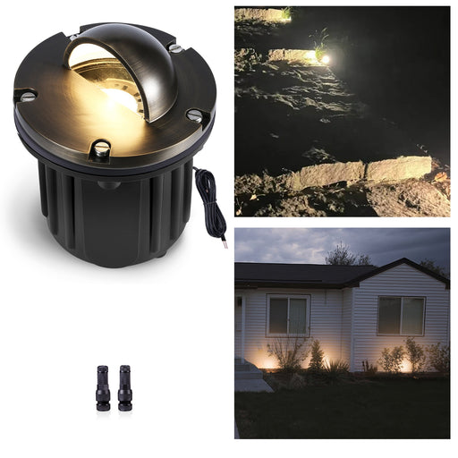 Gardenreet Brass In-ground Well Lights, Low Voltage IP65 Waterproof 12V LED Outdoor Landscape Lighting(Beacon Top 2203A) - Sweatfully