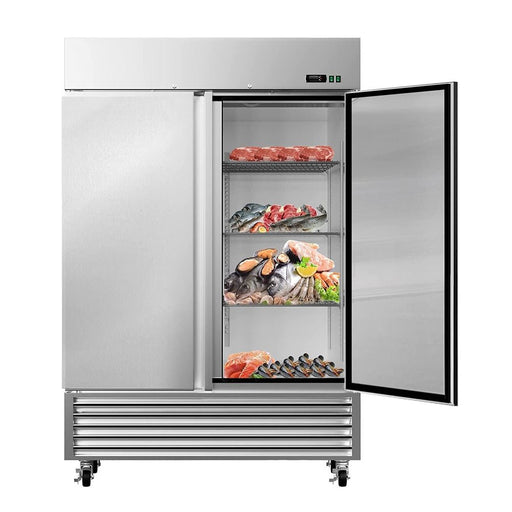 Large 49 Cu.Ft. Two Door Stainless Steel Commercial Industrial Restaurant Freezer, 54" (SAK57246) - Sweatfully