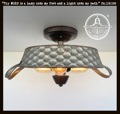 Flat Rustic Tub Ceiling Light Galvanized Beehive - Sweatfully
