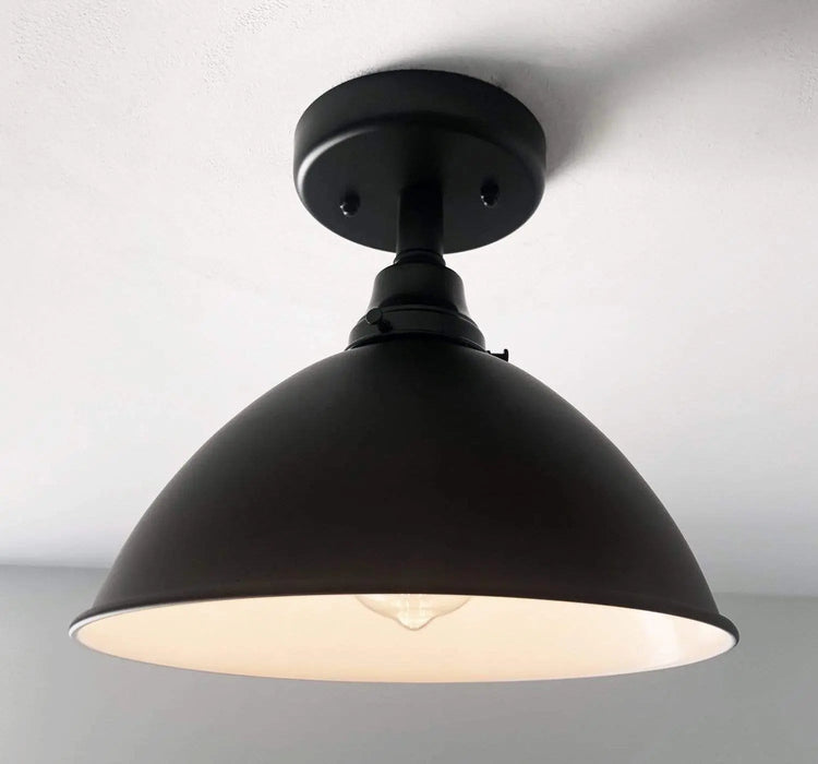 Large Black Enamel Farmhouse Ceiling Light - Sweatfully