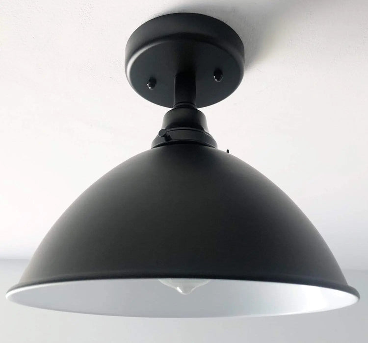 Large Black Enamel Farmhouse Ceiling Light - Sweatfully