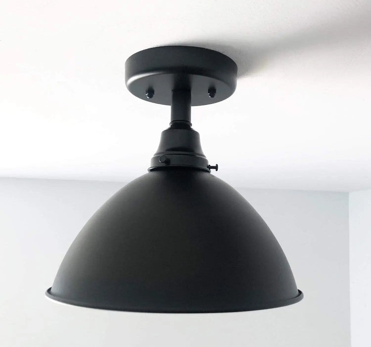 Large Black Enamel Farmhouse Ceiling Light - Sweatfully