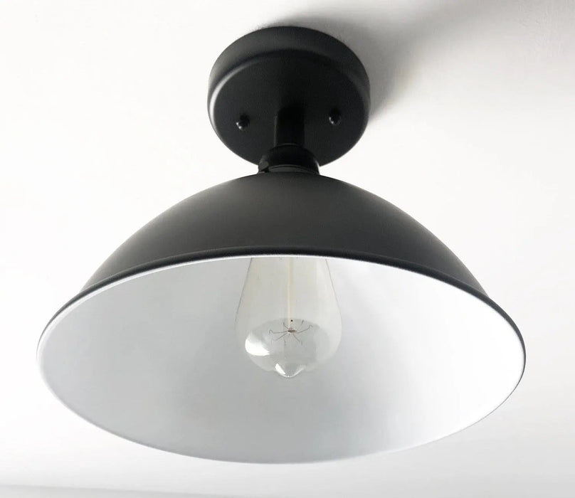 Large Black Enamel Farmhouse Ceiling Light - Sweatfully