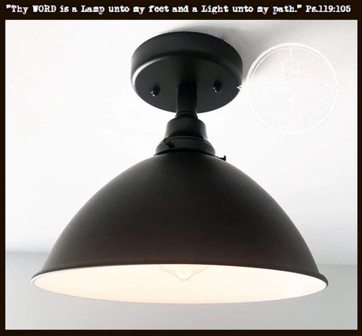 Large Black Enamel Farmhouse Ceiling Light - Sweatfully