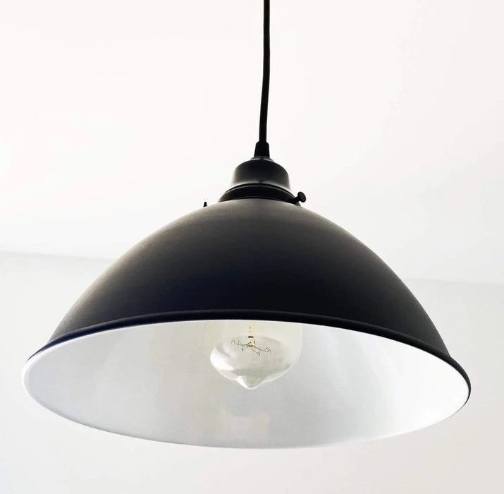 Large Black Enamel Farmhouse Pendant Light - Sweatfully