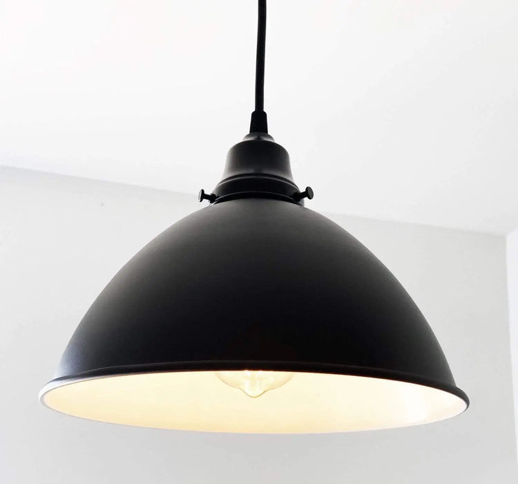 Large Black Enamel Farmhouse Pendant Light - Sweatfully