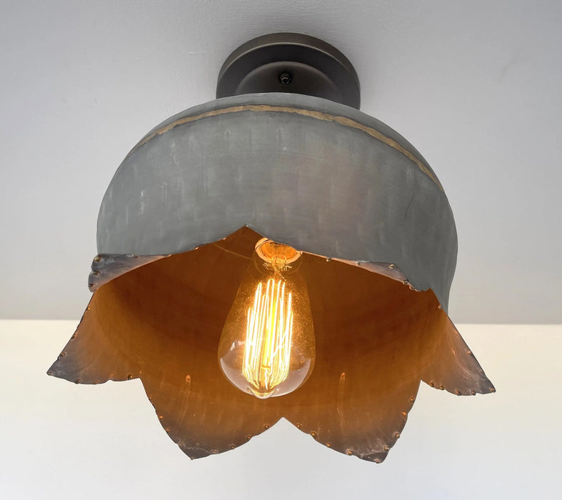 Large Lotus Galvanized Ceiling Light - Sweatfully