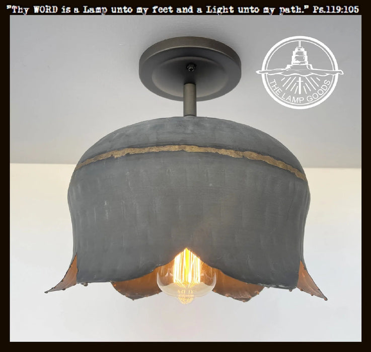 Large Lotus Galvanized Ceiling Light - Sweatfully