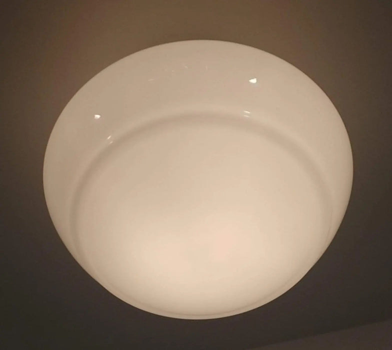 Large Mushroom Milk Glass Schoolhouse Light Fixture - Sweatfully
