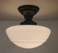 Large Mushroom Milk Glass Schoolhouse Light Fixture - Sweatfully