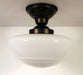 Large Mushroom Milk Glass Schoolhouse Light Fixture - Sweatfully