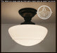 Large Mushroom Milk Glass Schoolhouse Light Fixture - Sweatfully