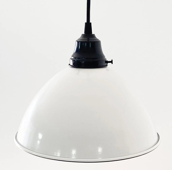Large White Enamel Farmhouse Pendant Light - Sweatfully