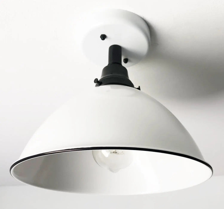 Large White Enamel Modern Farmhouse Ceiling Lighting - Sweatfully