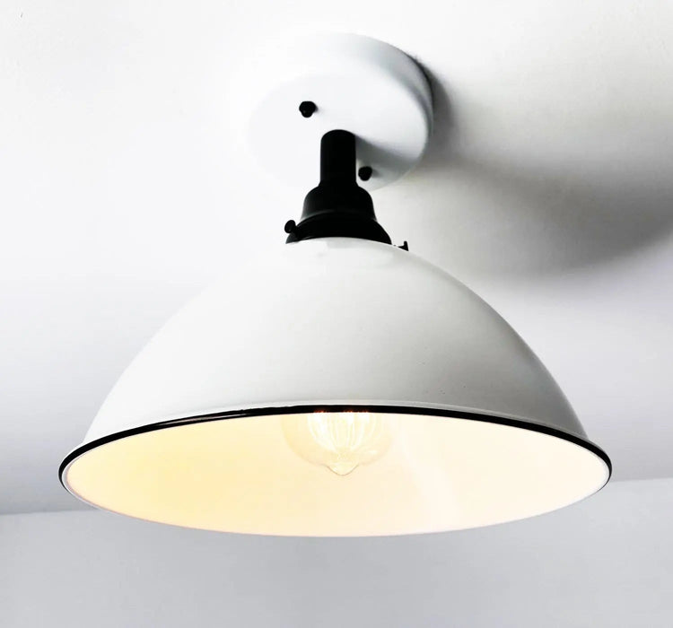 Large White Enamel Modern Farmhouse Ceiling Lighting - Sweatfully