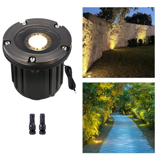 Gardenreet Brass In-ground Well Lights, Low Voltage IP65 Waterproof 12V LED Outdoor Landscape Lighting(Open Top 2202A) - Sweatfully
