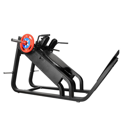 Excel Linear Hack Slide - Muscle D Fitness - Plate Load Hack Squat - Weight Storage Pegs - Safety Catch - Sweatfully