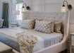 Modern Farmhouse Linen & Clear Glass Wall Sconce Lighting - Sweatfully