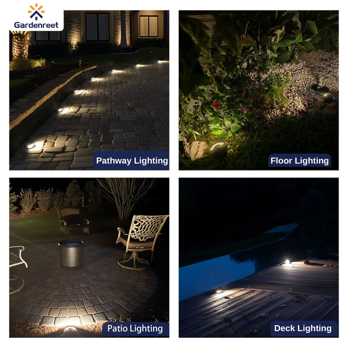 Gardenreet Brass In-ground Well Lights, Low Voltage IP65 Waterproof 12V LED Outdoor Landscape Lighting(One-Direction Turret 2204A) - Sweatfully