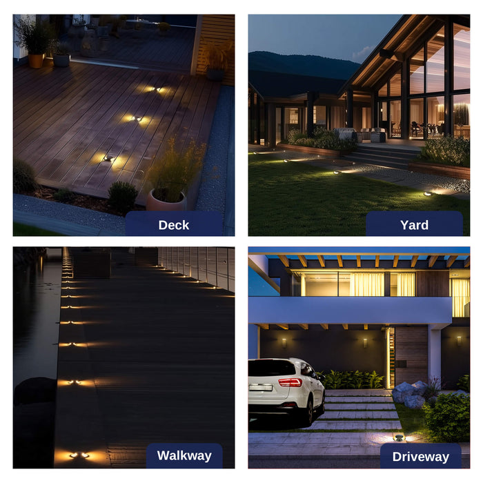 Gardenreet Brass In-ground Well Lights, Low Voltage IP65 Waterproof 12V LED Outdoor Landscape Lighting(Two-Direction Turret 2204B) - Sweatfully