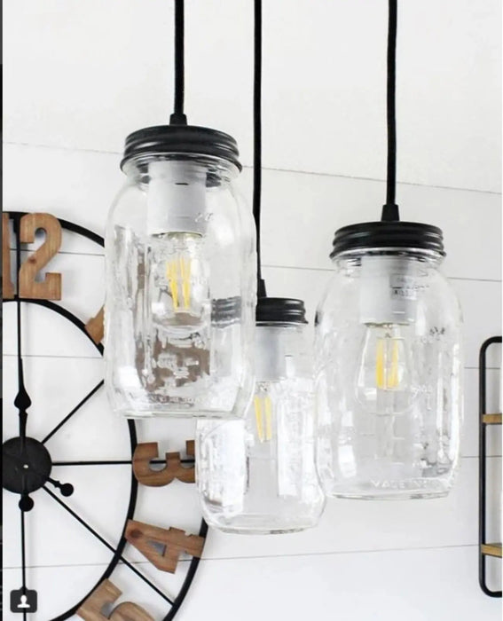Mason Jar CHANDELIER Pendant Light Trio - Sweatfully